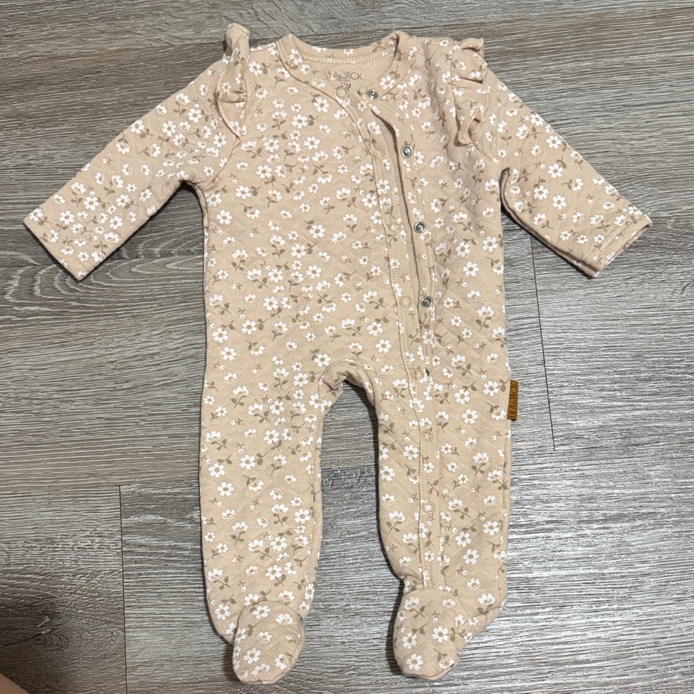 Charming Floral Beige Kids Footie